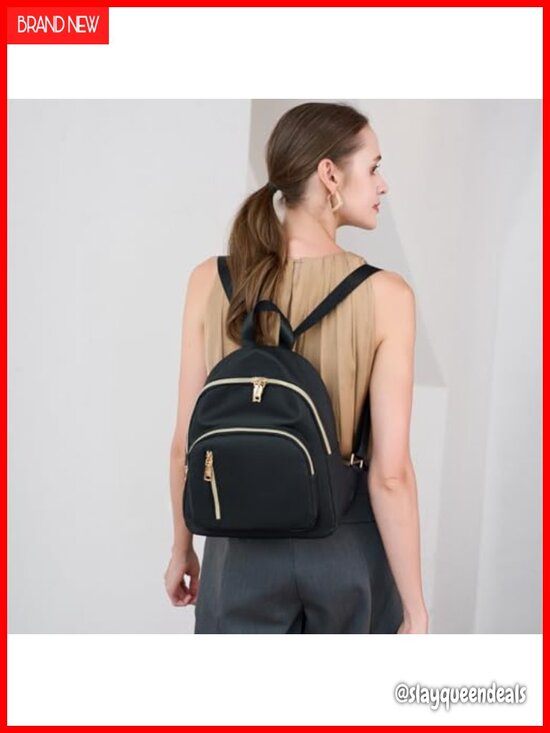 Water-Resistant Nylon Mini Backpack Purse for Women, Travel Daypack with Tablet